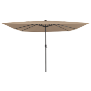 vidaXL Fyrkantigt Trädgårdsparasol med LED-lampor 295x245 cm Taupe