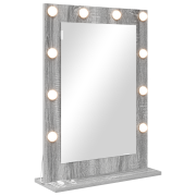 vidaXL Spegel med LED-lampor Grå sonoma Spånskiva, Glas 70 x 50 x 18 c...