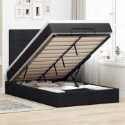 vidaXL Ottoman sängram med madrass svart 120x200 cm tyg
