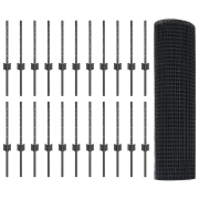 vidaXL Svetsat trådgaller med 22 U-posts Grå 0.4x50 m Stål