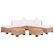vidaXL Soffgrupp i naturlig rotting 18 delar