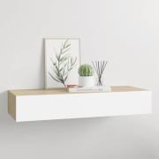 vidaXL Väggmonterad låda ek och vit 60x23,5x10 cm MDF
