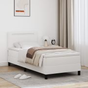 vidaXL Boxfjäder säng med madrass Vit 100x200 cm Konstläder