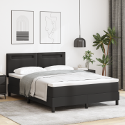 vidaXL Sängbotten med madrass svart 140x200 cm konstläder