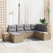 vidaXL 6-delars Trädgårdsoffset med Kuddar Beige Poly Rotting Akacia