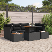 vidaXL 6-dela trädgårdsoffset med kuddar svart poly rattan