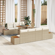 vidaXL 8-delade Trädgårdsoffaset med Kuddar Beige Poly Rotting