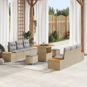 vidaXL 9-delat Trädgårdsoffset med Kuddar Beige Poly-Rotting Akacia
