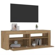 vidaXL Sängbord 2 st med LED-belysning artisan ek 60x35x40 cm