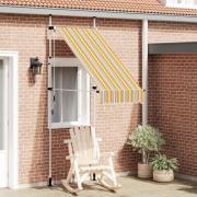 vidaXL Markis manuellt infällbar 100 cm gula och blå ränder