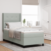 vidaXL Boxspring Säng med Madrass & LED Ljus Ljusgrå 80x200 cm Sammet