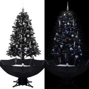 vidaXL Julgran med snö och paraplybas svart 170 cm PVC