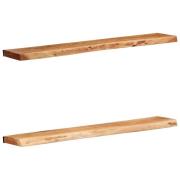 vidaXL Vägghyllor 2 st 100x20x3,5 cm massivt trä akacia
