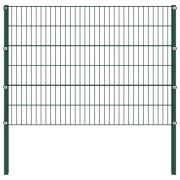 vidaXL Stängselpanel med stolpar järn 1,7x1,2 m grön