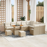 vidaXL 12-delars trädgårdsoffasett med kuddar beige poly rattan akacia