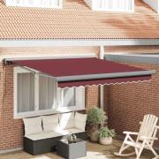 vidaXL Markis automatiskt infällbar vinröd 300x250 cm