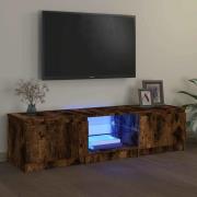 vidaXL TV-bänk med LED-belysning rökfärgad ek 140x40x36 cm