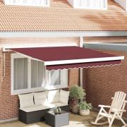 vidaXL Markis manuellt infällbar vinröd 300x250 cm