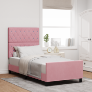 vidaXL Sängram Rosa 90x190 cm Sammet