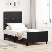 vidaXL Sängram Svart 90x200 cm Sammet