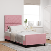 vidaXL Sängram Rosa 90x190 cm Sammet