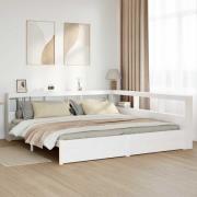 vidaXL Säng med bokhylla utan madrass 160x200cm massiv furu