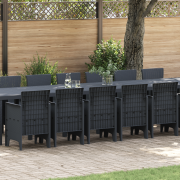 vidaXL 17-delars trädgårdsmatsalsset antracit poly rattan