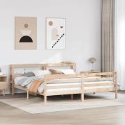 vidaXL Sängram med huvudgavel 200x200 cm massiv furu