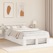 vidaXL Sängram med Lådor Vit 135x190 cm Massivt Tallträ