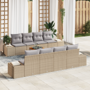 vidaXL 7-delars trädgårdsoffset med kuddar beige poly rotting akacia