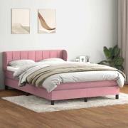 vidaXL Ramsäng med madrass rosa 140x210 cm sammet