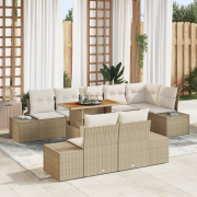 vidaXL 9-delat trädgårdsoffaset med kuddar Beige Poly Rattan