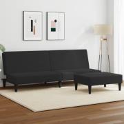 vidaXL Bäddsoffa 2-sits med fotpall svart sammet