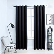 vidaXL Mörkläggningsgardiner med ringar 2 st svart 137x213 cm tyg