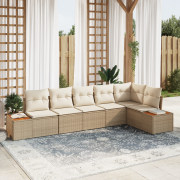 vidaXL 6 Delars Trädgårdsoffaset med Kuddar Beige Konstrotting