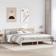 vidaXL Sängram med huvudgavel 200x200 cm massiv furu
