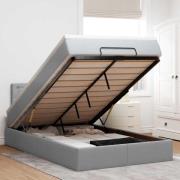 vidaXL Ottoman säng med madrass ljusgrå 120x200 cm tyg