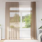 vidaXL Voile gardiner med stångfickor 2 st ljusbrun
