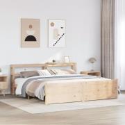 vidaXL Sängram med huvudgavel 200x200 cm massiv furu