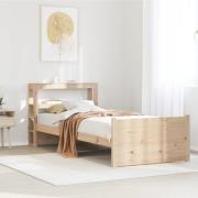 vidaXL Sängram med huvudgavel 90x190 cm massiv furu