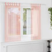 vidaXL Voile gardiner med stångfickor 2 st rosa