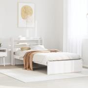 vidaXL Sängram med huvudgavel utan madrass vit 90x190 cm