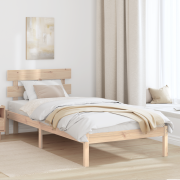 vidaXL Sängram med huvudgärd 90x200 cm Massiv Trä Tall