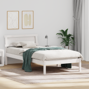 vidaXL sängram med LED-gavel i vitt, 90 x 200 cm, av massivt furu