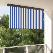 vidaXL Utomhus rullgardin Randig Justerbar Blå och vit 200 x 250 cm ty...