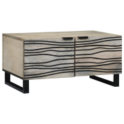 vidaXL Kaffeebord Vit, Svart 80 x 50 x 40 cm massivt mangoträ