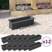 vidaXL Blomlådor för Europallar 12 st grå 36x13,5x9,5 cm PP
