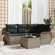 vidaXL 4-delat trädgårdsoffaset med dynor svart poly rattan