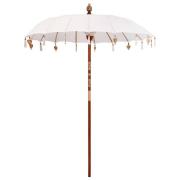 vidaXL Parasoll Kräm x 250 cm Bomull och massivt trä