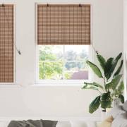 vidaXL Fönsterpersienn med gardiner Brun 120 x 160 cm Bambu